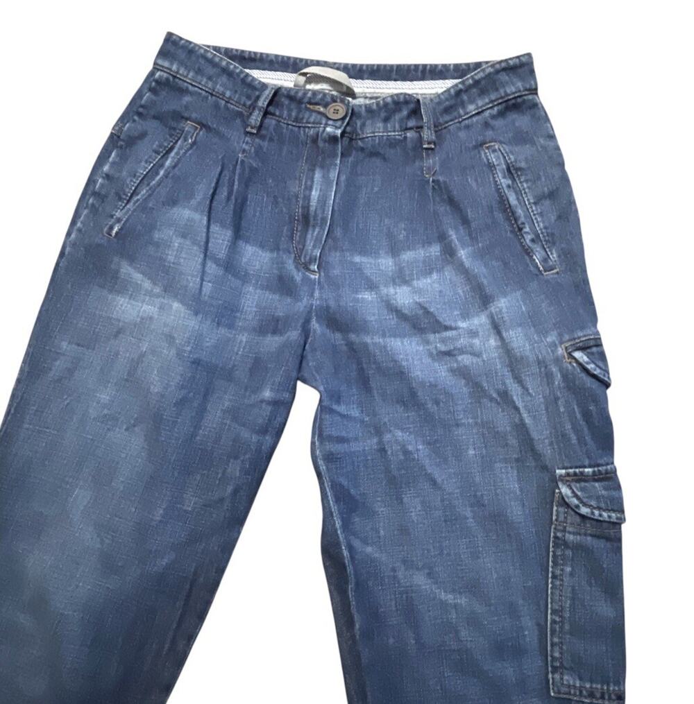 Brunello Cucinelli Cargo Jeans Womens Sz 6 (30x29) Slim Mid Denim Gunex Italy